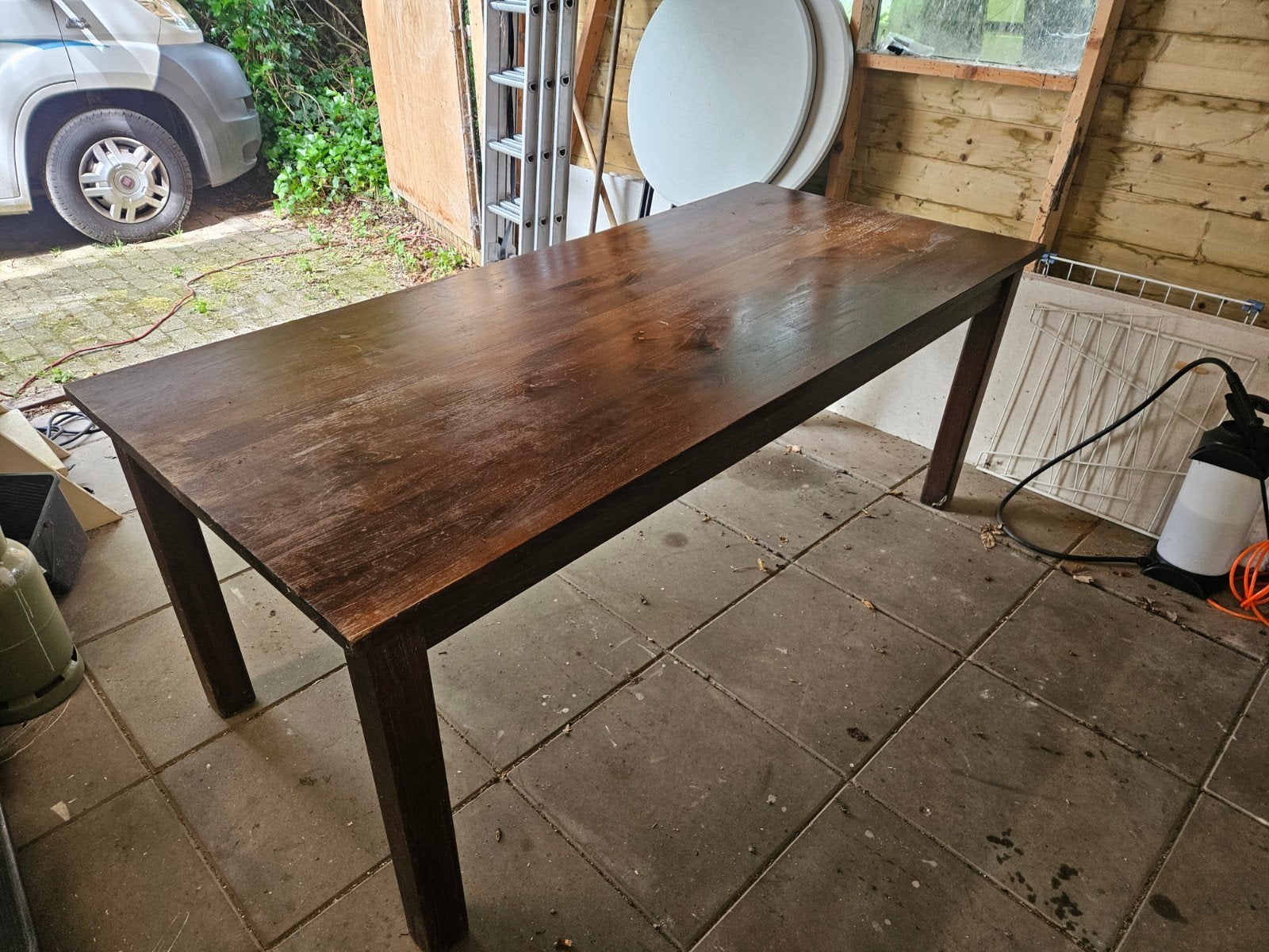 Robuuste houten tafel - 200x90x78 cm, Ophalen, Gebruikt, 50 tot 100 cm, Vijf personen of meer