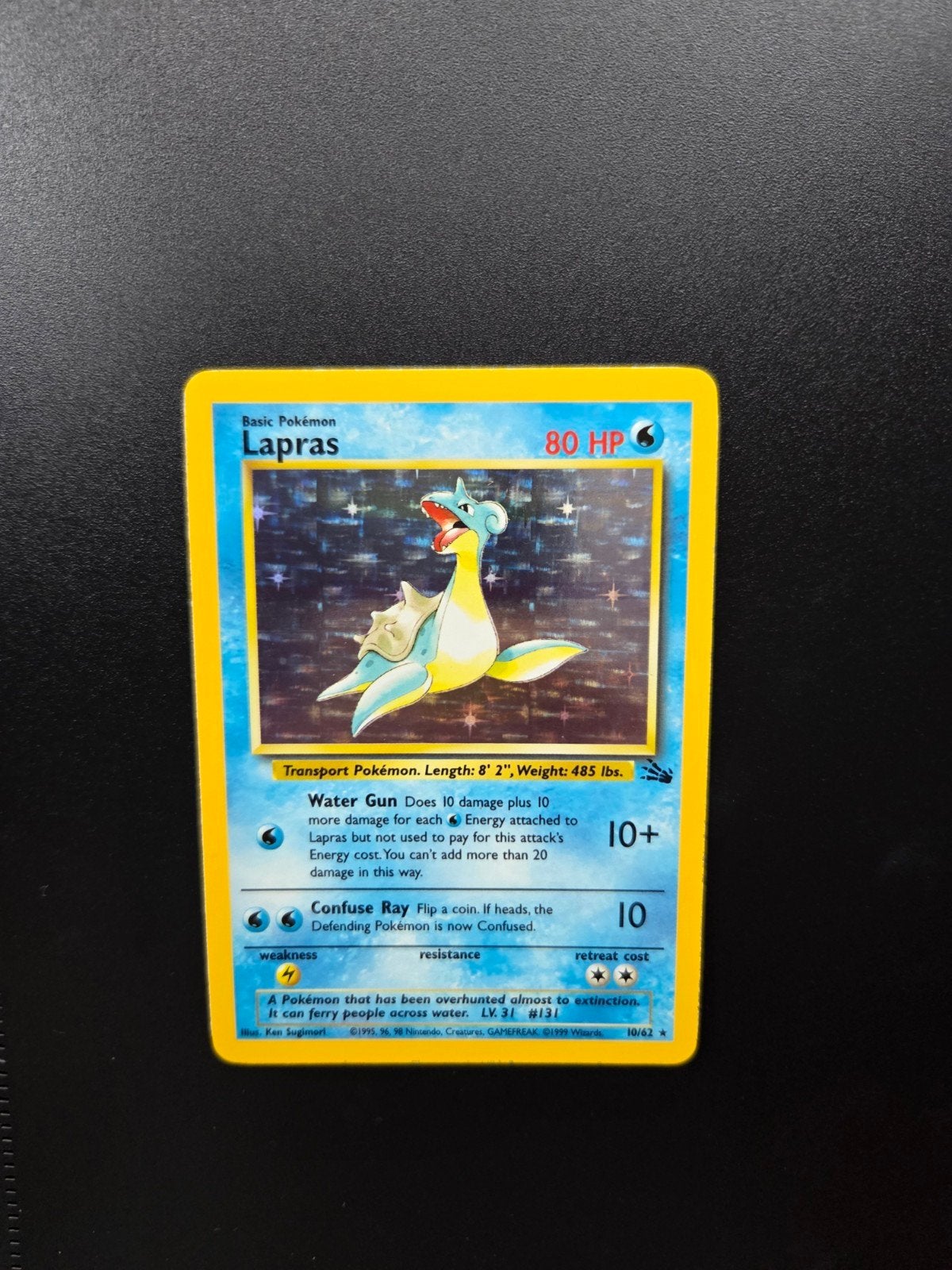 Lapras 10/62 Pokemon Fossil holo wotc, Ophalen of Verzenden, Zo goed als nieuw, Booster, Foil