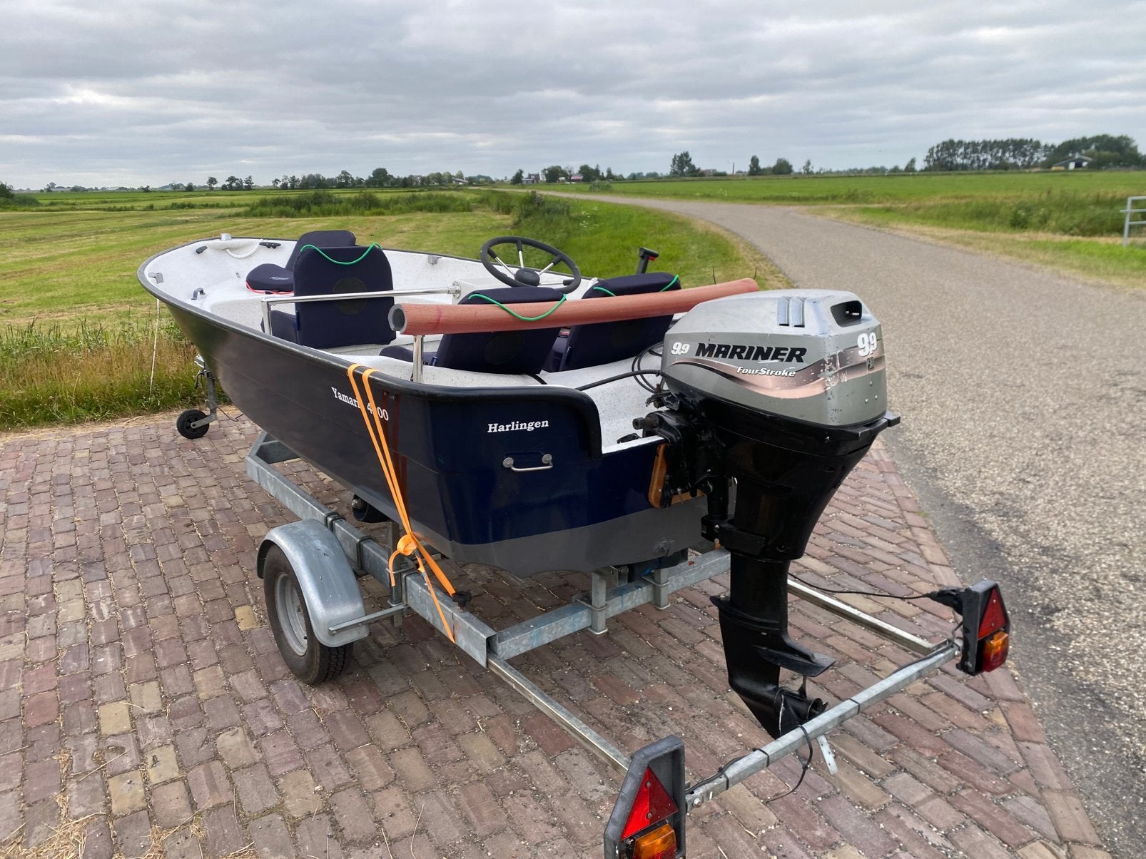 Consoleboot Yamarin 4200 en mariner 9.9 viertakt en trailer, Ophalen, Zo goed als nieuw, Elektrische start