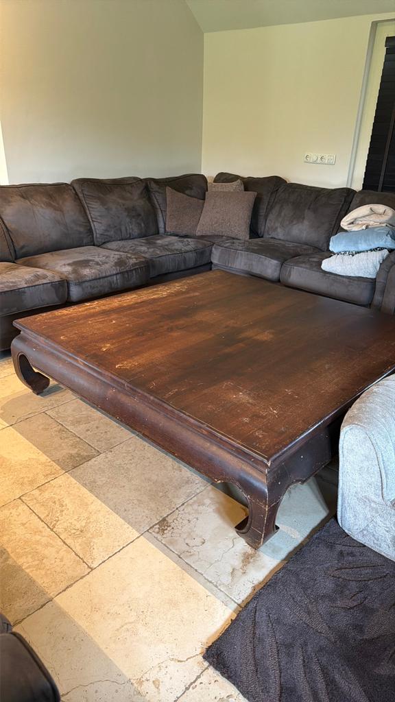 Houten salontafel 150x150, Gebruikt, Minder dan 50 cm, Rechthoekig, 50 tot 100 cm