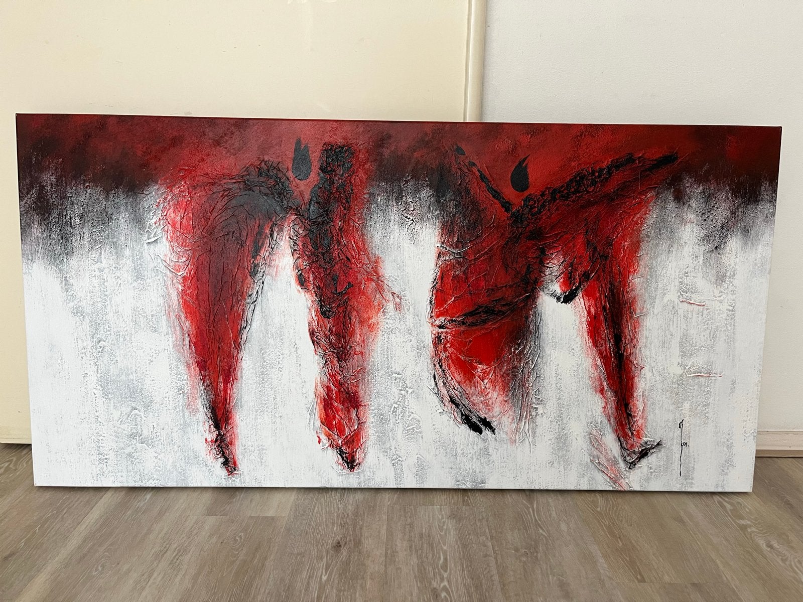 Trendhopper Canvas doek/schilderij - Abstract Rood/Zwart/Wit, Ophalen