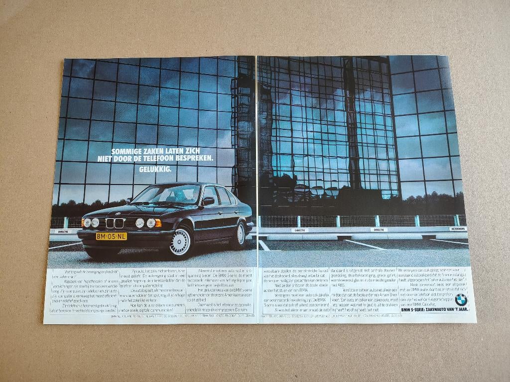 Reclame (uit oud tijdschrift) BMW 5- Serie /E34 (1989), Verzamelen, Verzenden, Gebruikt, Auto's