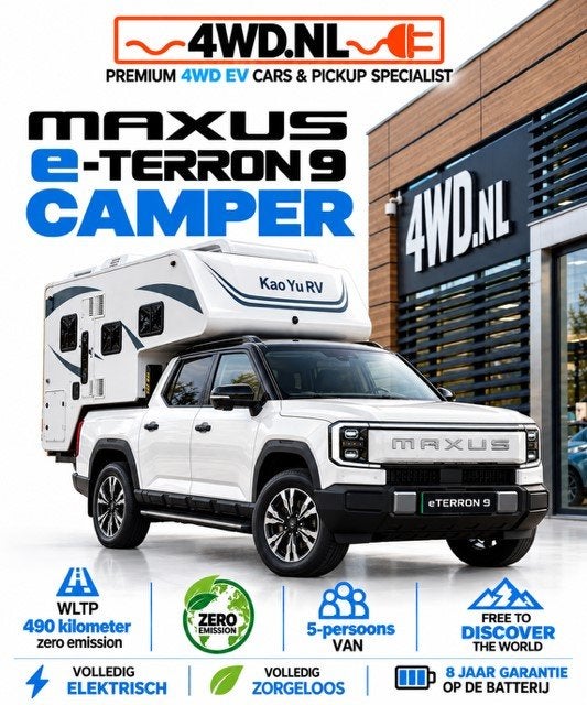 Maxus E TERRON 9 PREMIUM 4WD 120 KWh WLTP 490 KM batterij 8, Caravans en Kamperen, Airconditioning, Info@4wdvoets.nl, ABS, Overige merken