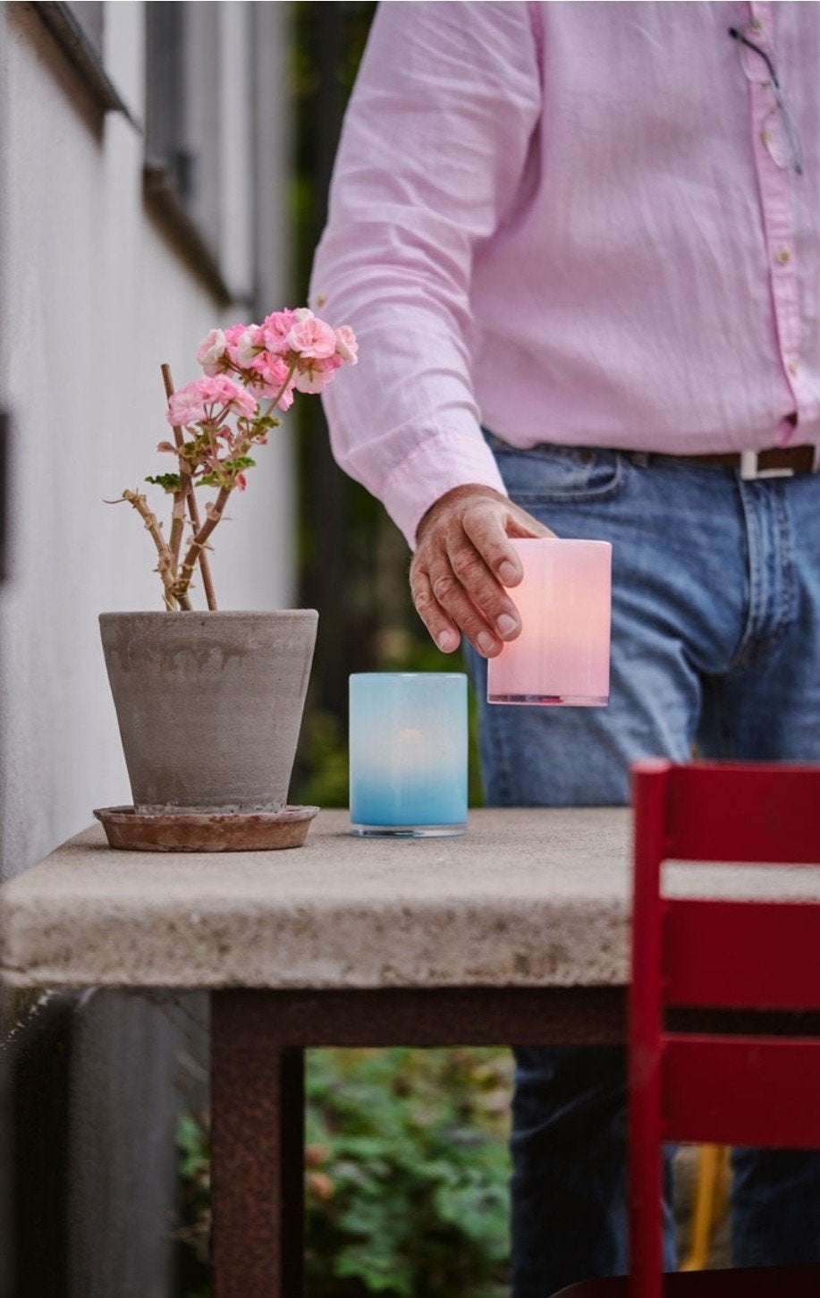 Duni LED waxinelichtjes set met houders, z.g.a.n., Ophalen, Overige merken, Waxinelichthouder, Roze