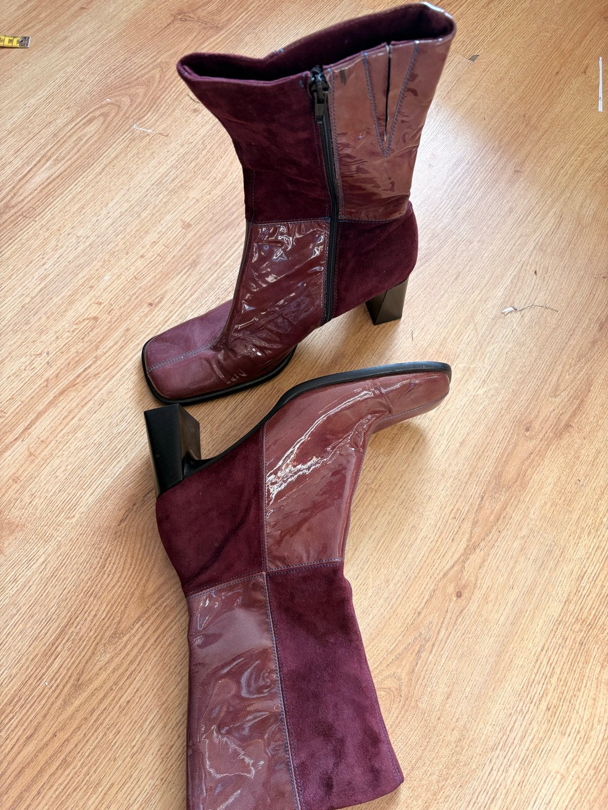 70's Aubergine laarzen met blokhak - Maat 41, Overige kleuren, Verzenden, Lage of Enkellaarzen, Zo goed als nieuw