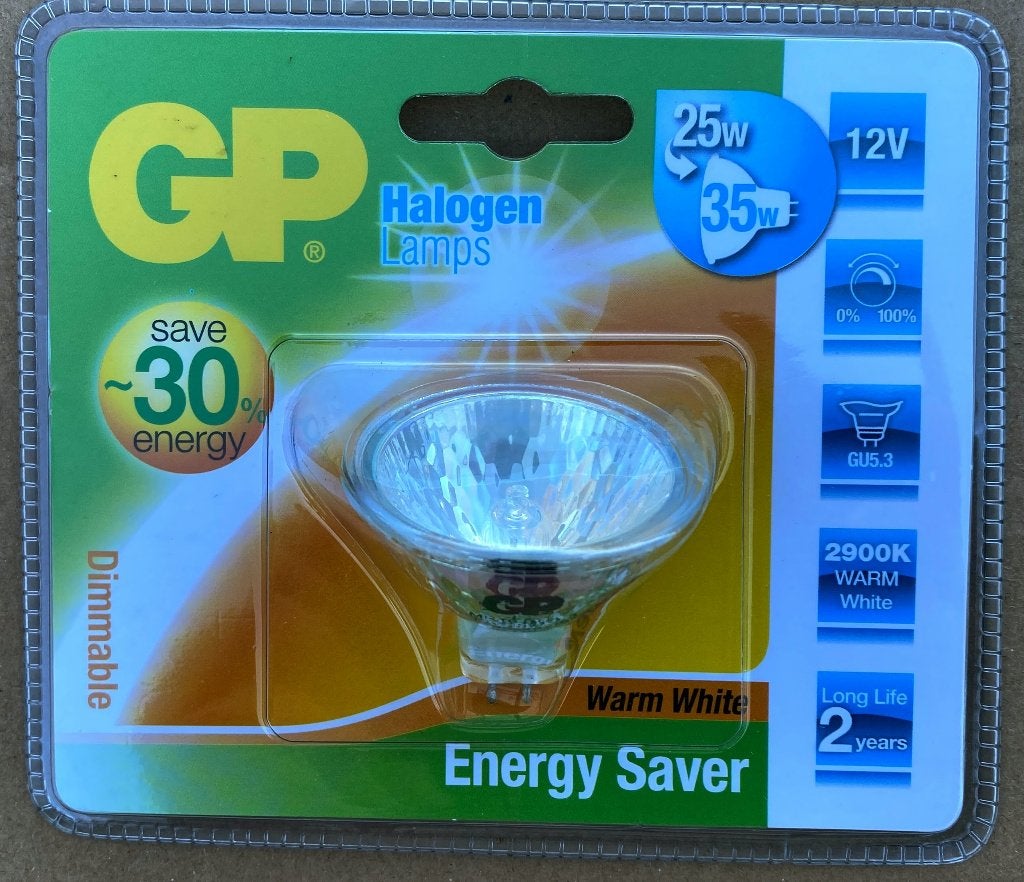 GP Halogeenlamp 12V 25W GU5.3, Ophalen of Verzenden, Nieuw, 30 tot 60 watt, Overige fittingen