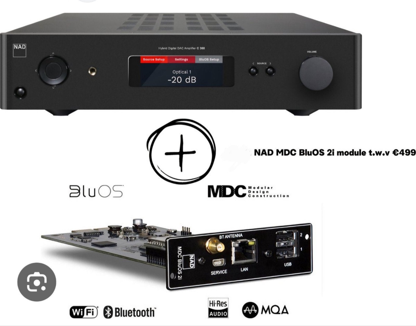 NAD C368 Hybride versterker met BluOS 2i, Overige merken, Ophalen of Verzenden, Zo goed als nieuw, 60 tot 120 watt
