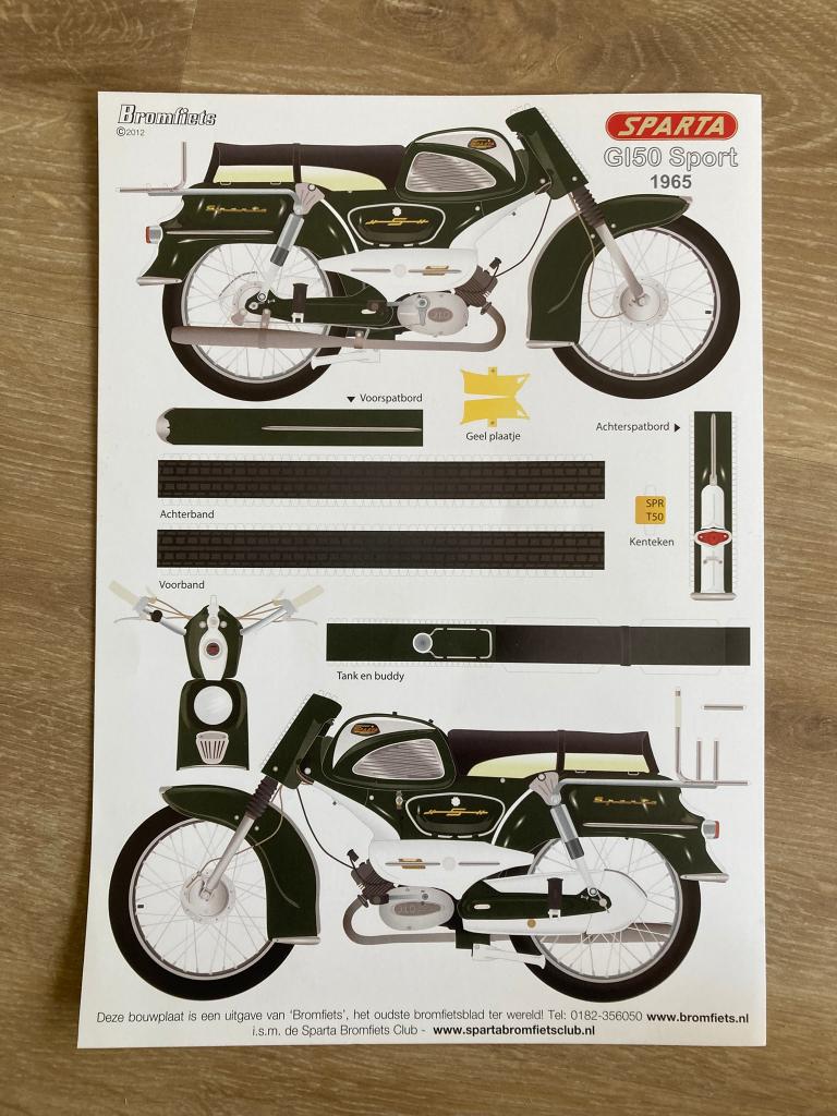 Bouwplaat Sparta G150 Sport 1965 uitgave BROMFIETS, Verzenden, Nieuw