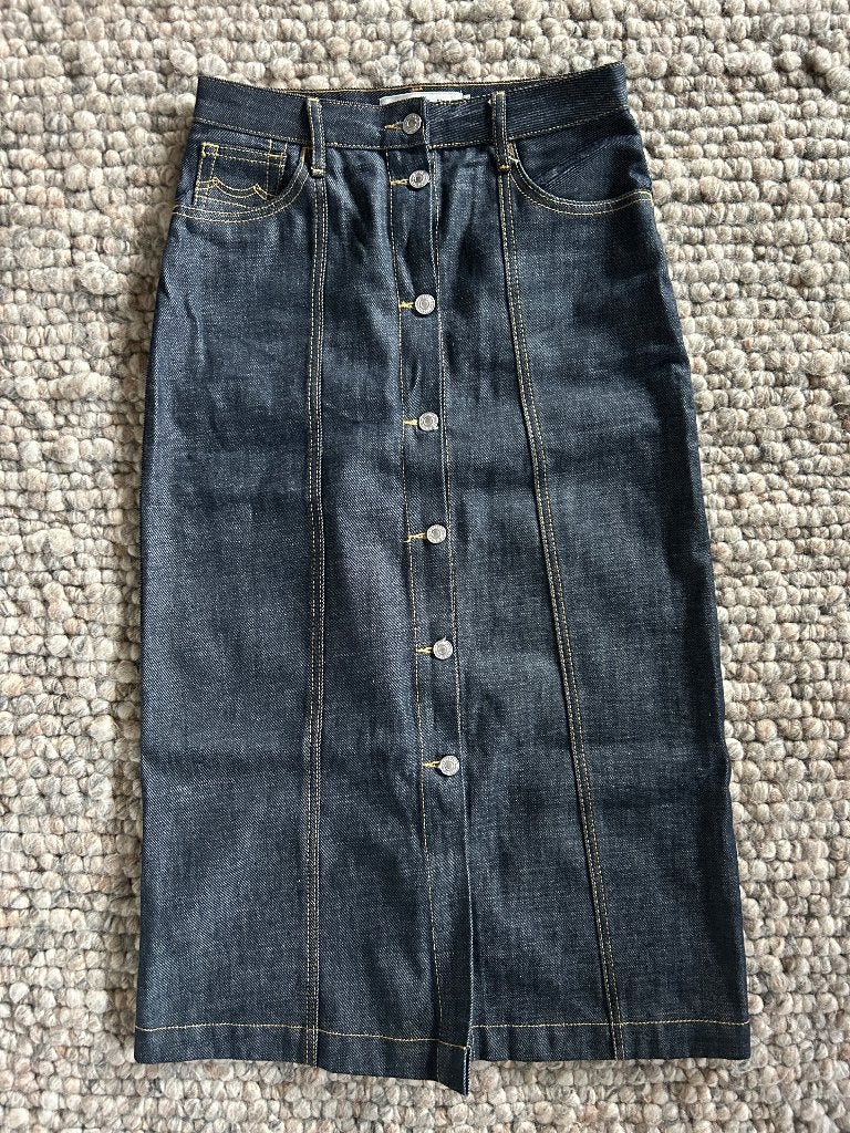Nieuwstaat KINGS OF INDIGO lange jeans rok maat S, Blauw, Ophalen of Verzenden, Zo goed als nieuw, Maat 36 (S)