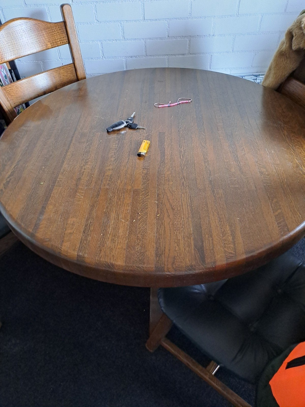 Robuuste Eiken Tafel - 6 cm dik blad, Huis en Inrichting, Ophalen of Verzenden, Gebruikt, Ovaal, Eikenhout