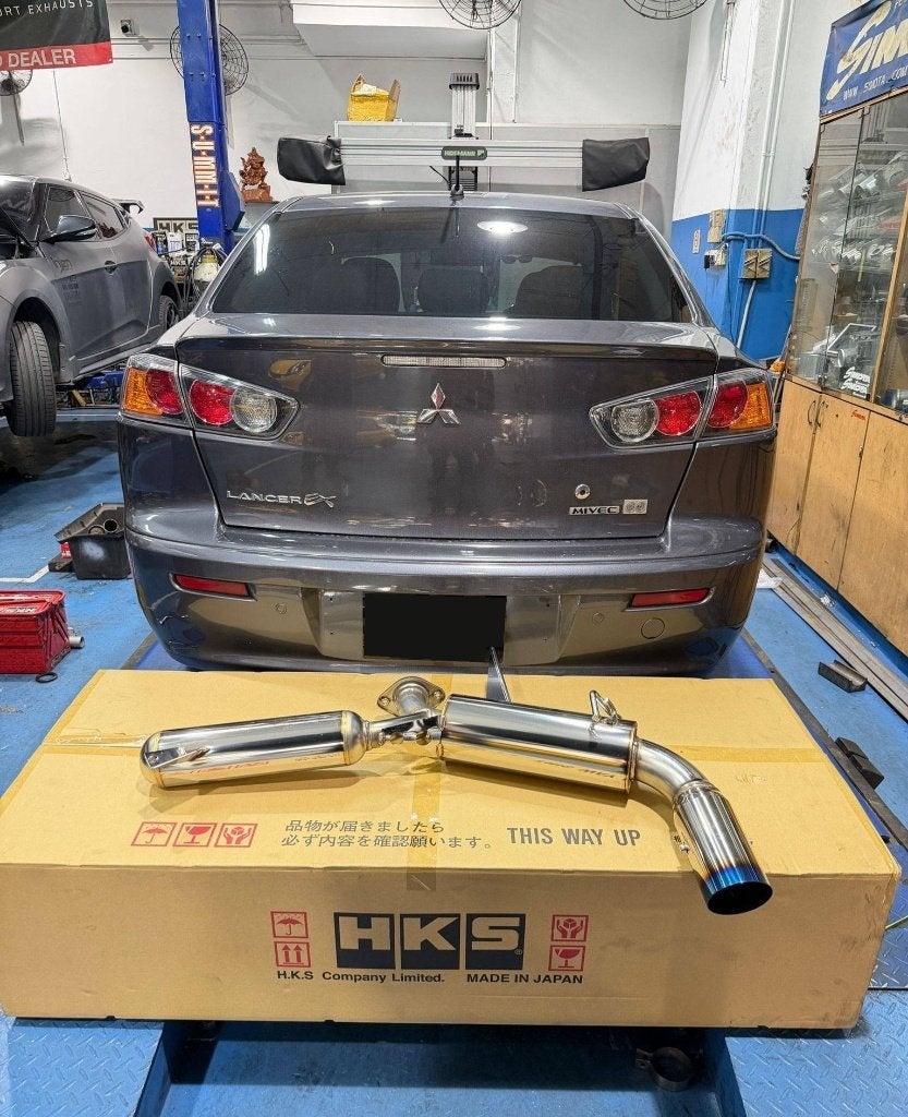 HKS Hi Power axleback uitlaat - Mitsubishi Lancer 4B11 08-11, Auto diversen, Tuning en Styling, Ophalen of Verzenden