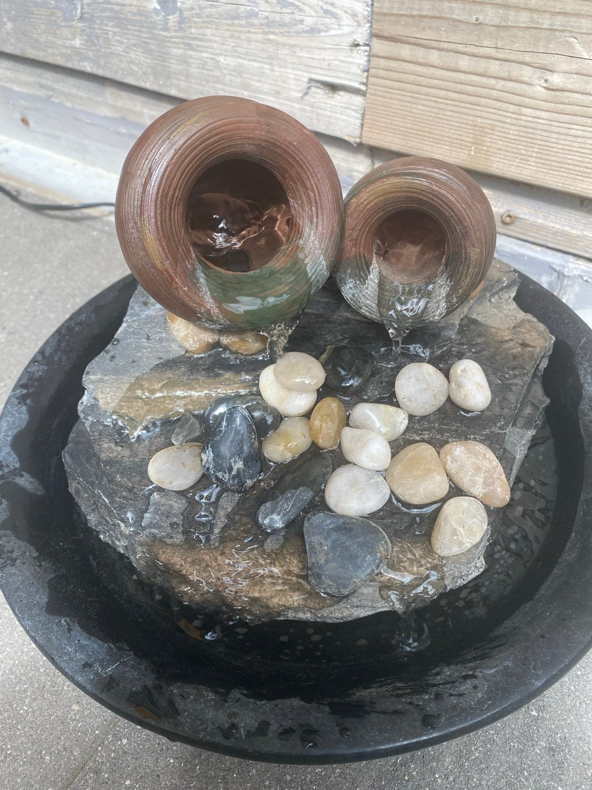 Waterornament met potten en stenen diameter 30cm, Ophalen of Verzenden, Zo goed als nieuw, Overige materialen, Waterornament