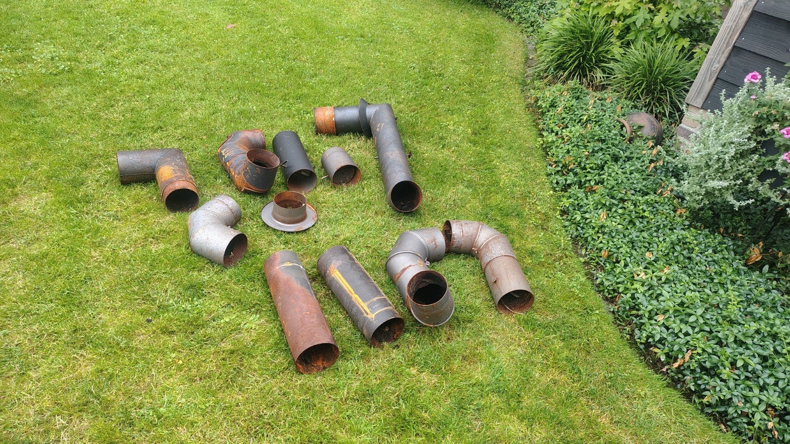 Partij dikwandige kachelpijpen / bochten / smoorkleppen 15CM, Ophalen, Overige materialen, Gebruikt, Overige typen