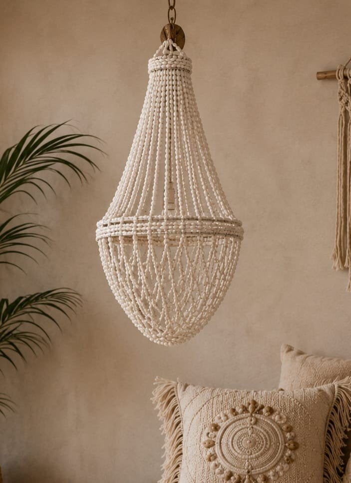 ibiza/bali stijl schelpen lamp, Ophalen of Verzenden, Nieuw, Natuurlijk materiaal, Bali ibiza
