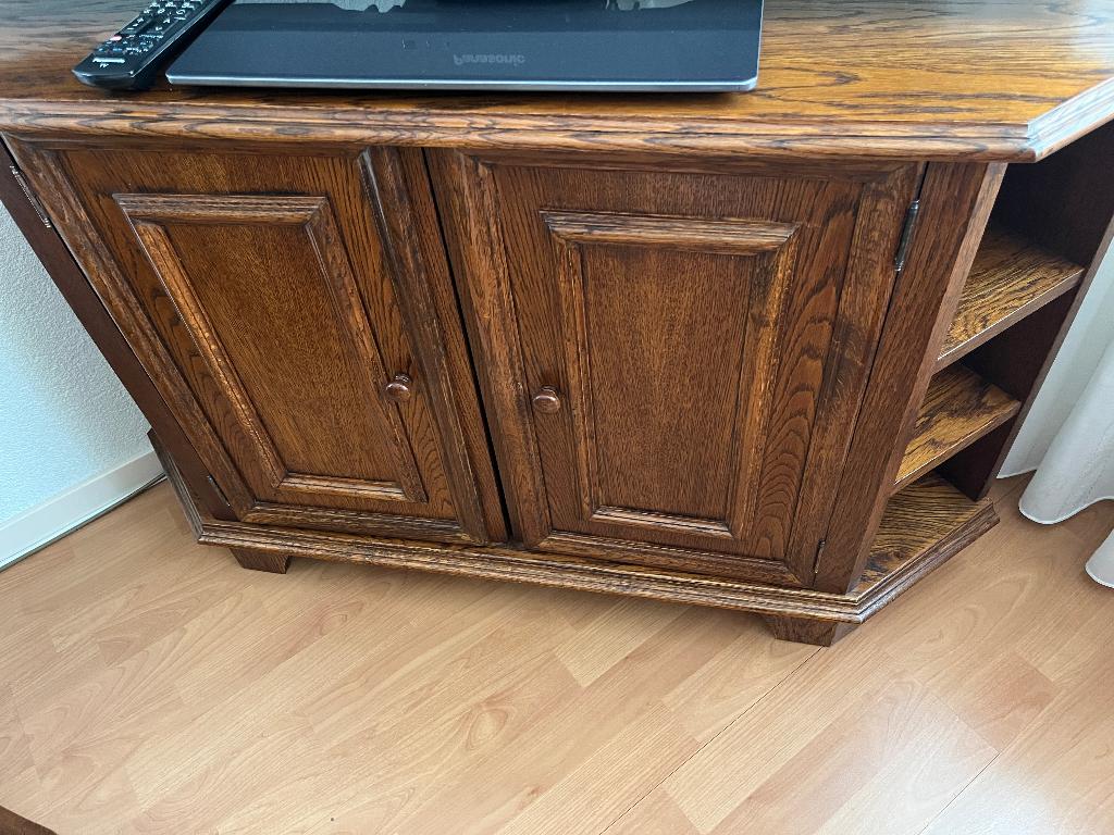 Houten TV-meubel, Ophalen, Gebruikt, 100 tot 150 cm, Eikenhout