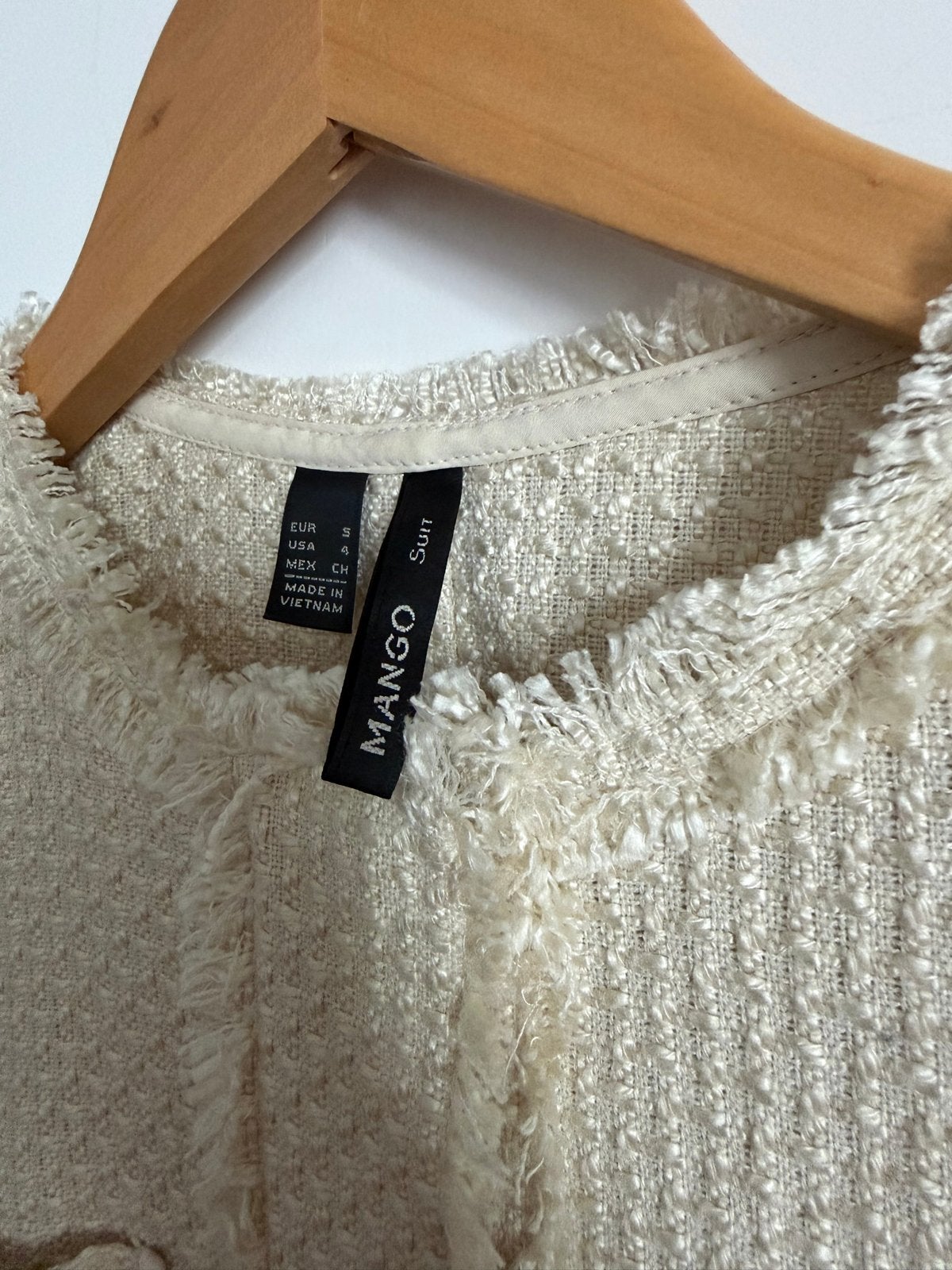 Mango Jasje - Crèmekleurig Bouclé Jasje Maat S, Beige, Ophalen of Verzenden, Zo goed als nieuw, Jasje