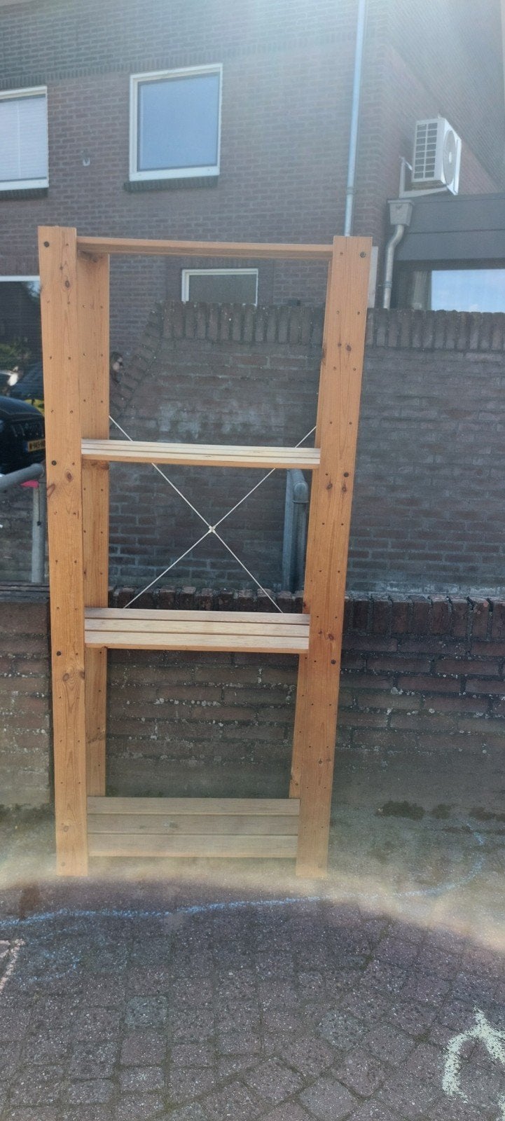 Houten plantenrek / opbergrek met 3 planken, Ophalen, Gebruikt