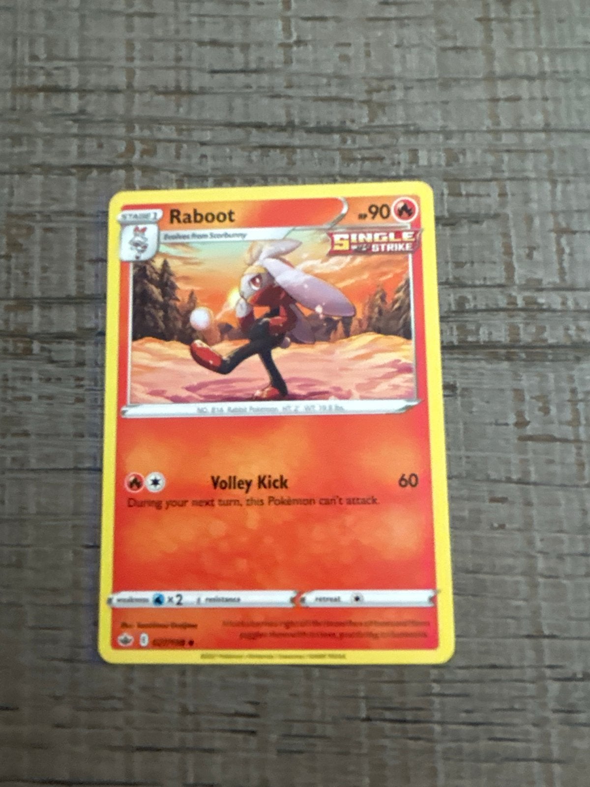 Pokémon Kaart: Raboot (Single Strike), Ophalen of Verzenden, Zo goed als nieuw, Losse kaart