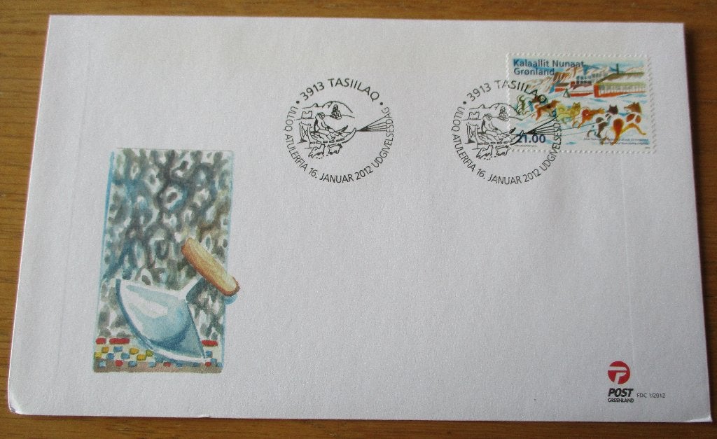 Groenland, FDC 50 jaar Knud Rasmussen Hogeschool, 2012, Postzegels en Munten, Ophalen of Verzenden, Denemarken, Gestempeld