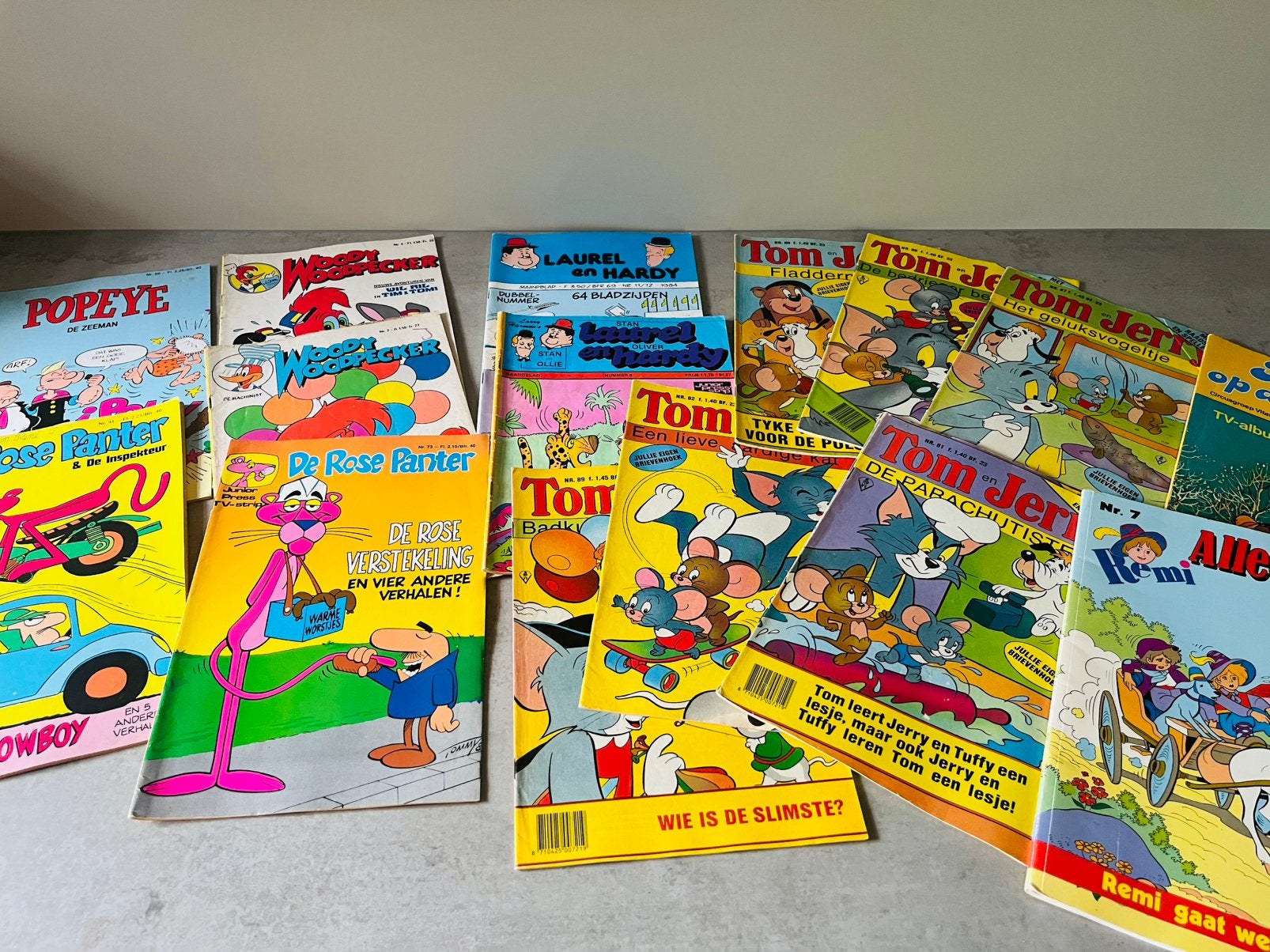 Vintage stripboeken: Tom & Jerry, Pink Panther, Popeye, Wood, Boeken, Meerdere stripboeken, Ophalen of Verzenden, Gelezen