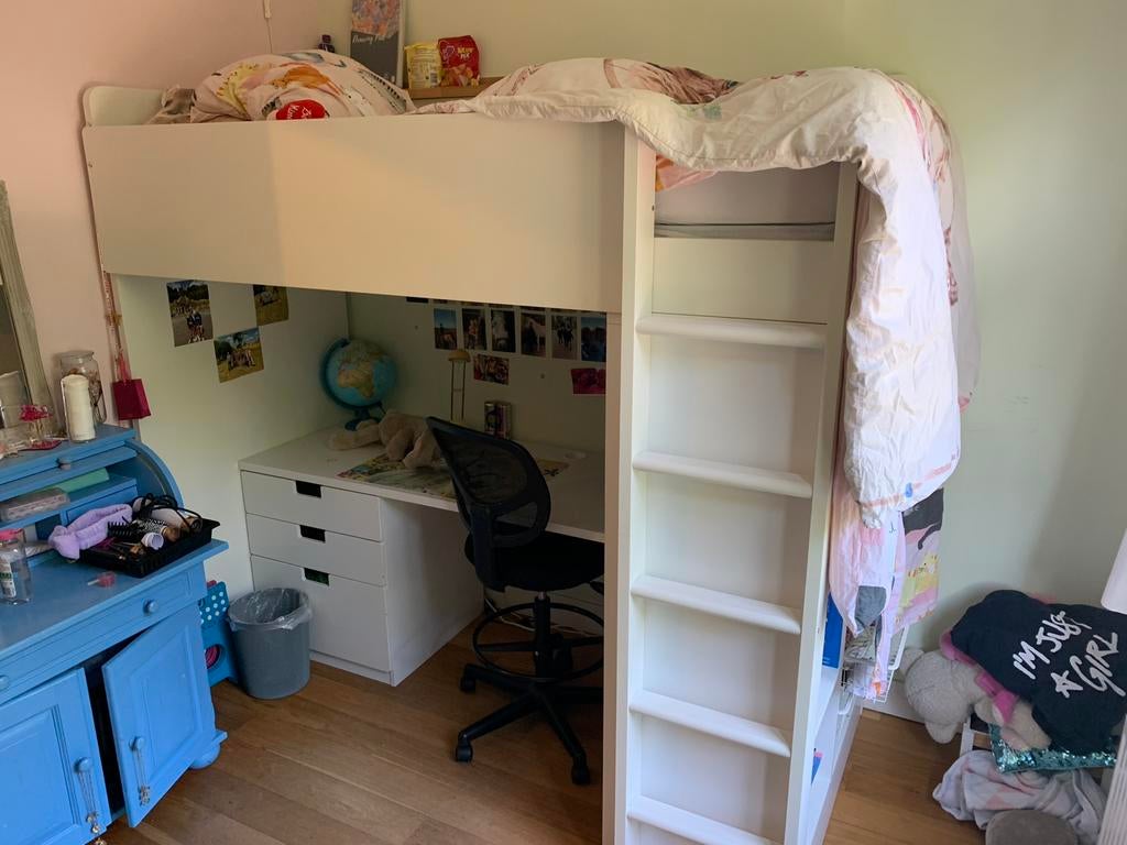 Hoogslaper (IKEA) met opbergmeubel, Kinderen en Baby's, Kinderkamer | Stapelbedden en Hoogslapers, Ophalen, Gebruikt, Hoogslaper