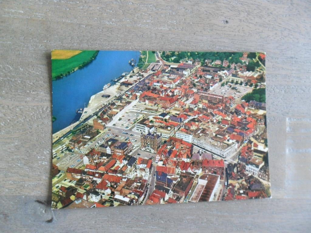 Venlo, centrum met maas in vogelvlucht/luchtfoto 1971, Verzenden, 1960 tot 1980, Ongelopen, Limburg