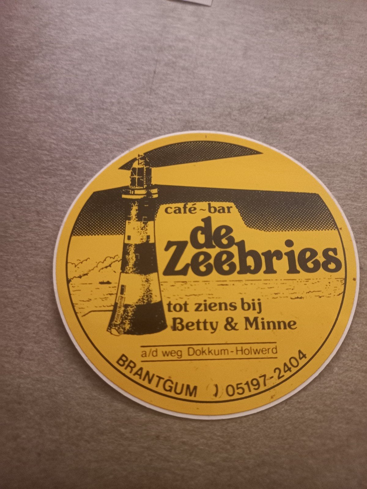 Vintage sticker Café-Bar De Zeebries Brantgum, Ophalen of Verzenden, Gebruikt