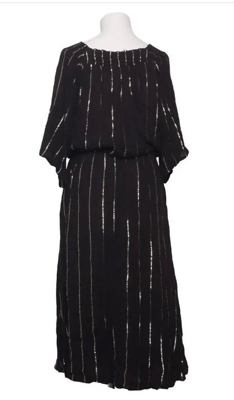Lolly’s Laundry Ibiza zomerjurk zwart/goud viscose, Kleding | Dames, Ophalen of Verzenden, Zo goed als nieuw, Maat 38/40 (M), Zwart