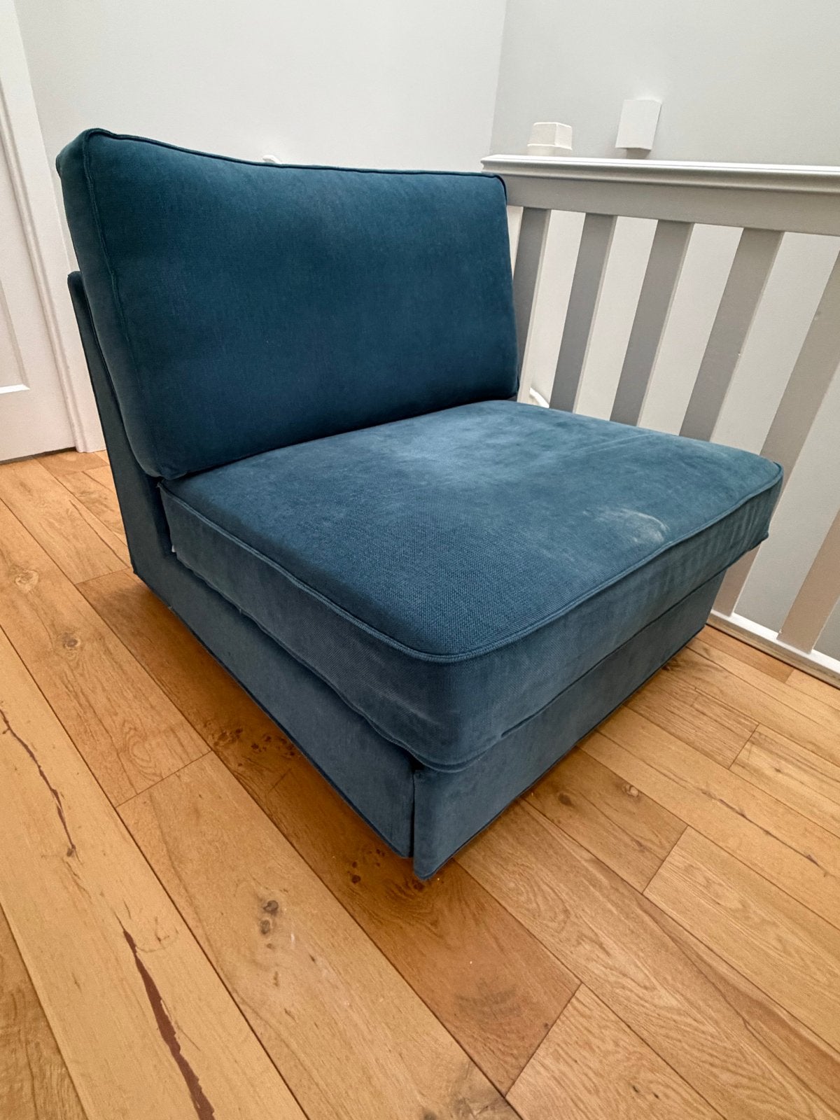 Ikea KVIK 1-persoons slaapbank in Tallmyra blauw, Gebruikt, 90 cm, Eenpersoons, Blauw