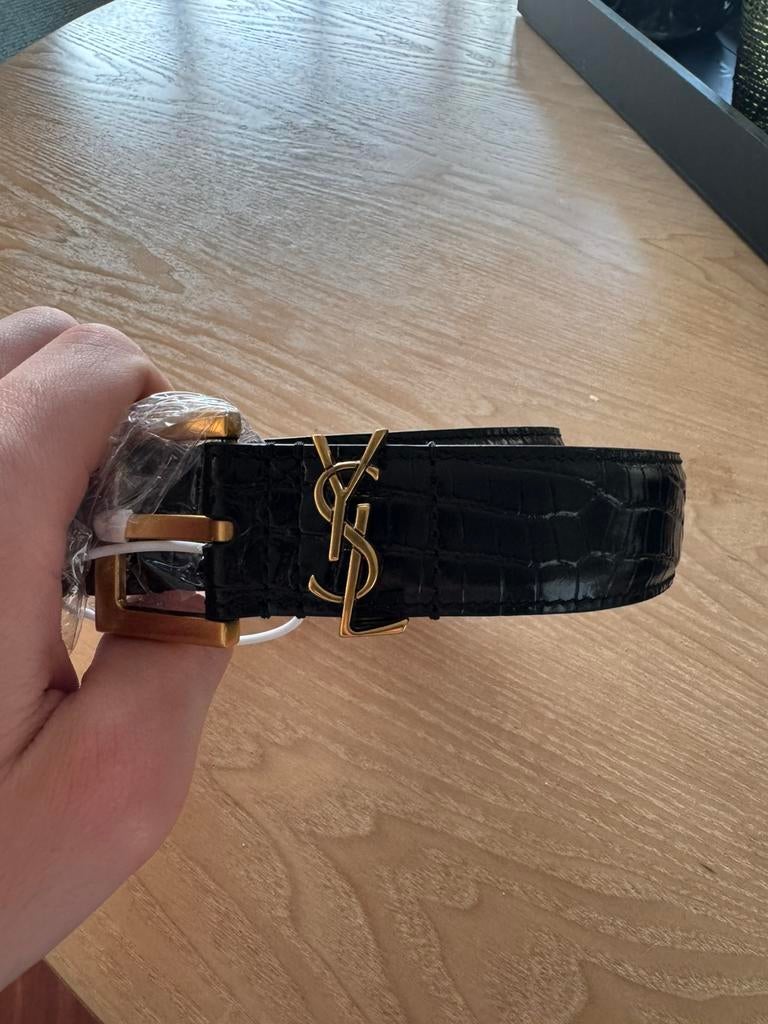 Zwarte krokodillen riem, Zwart, Tailleriem, Ophalen of Verzenden, 90 tot 100 cm