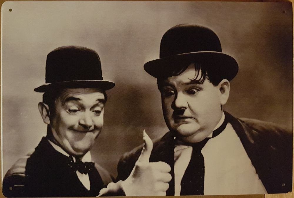 Laurel en Hardy foto horizontaal reclamebord van metaal deco