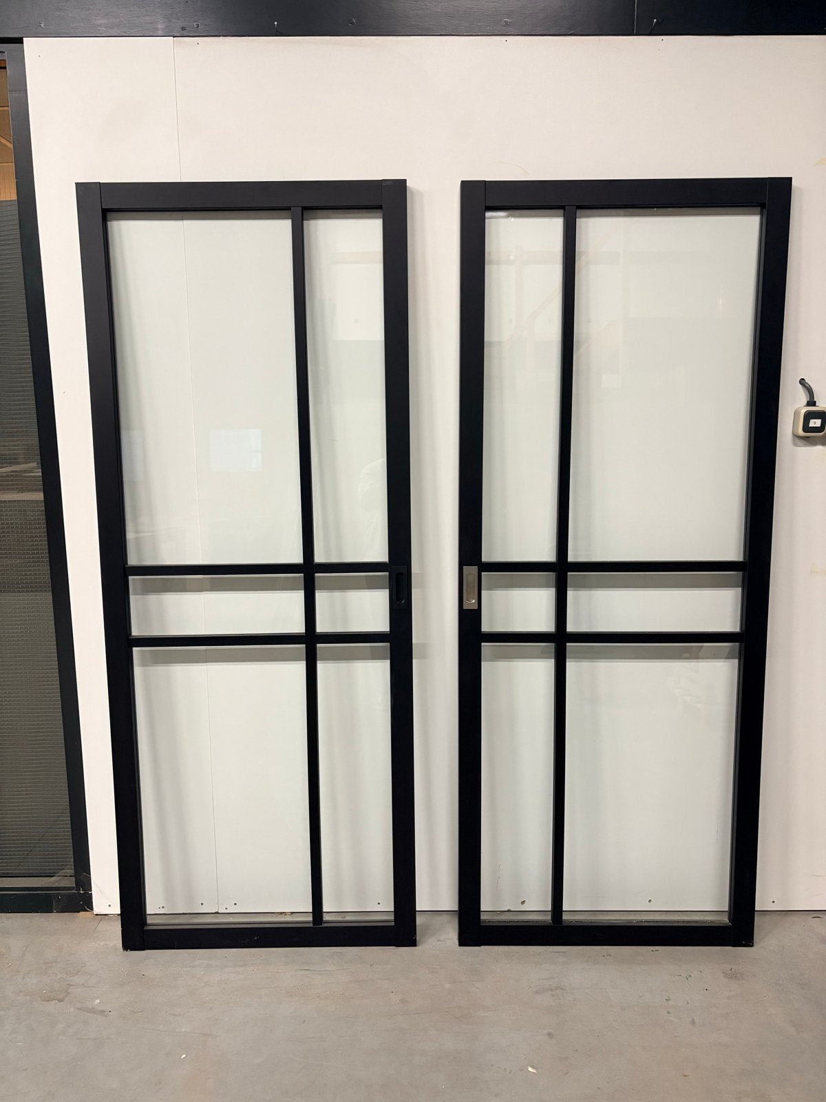 Zwarte steellook binnendeuren met glas (set van 2), Ophalen, 80 tot 100 cm, Binnendeur, 200 tot 215 cm