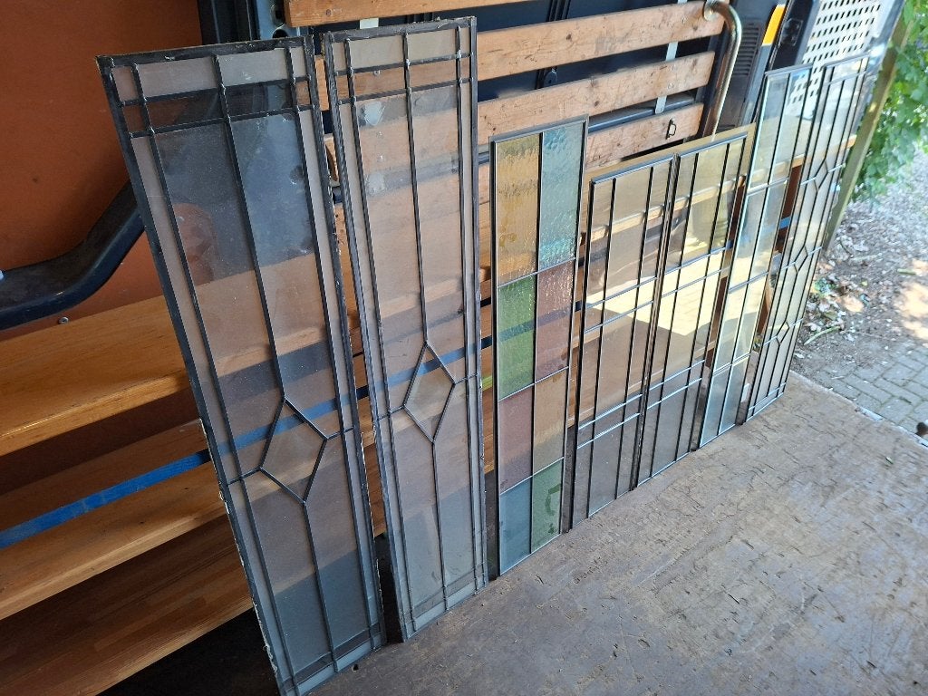 7 stuks glas in lood ramen, Ophalen, Gevelraam of Ruit, Gebruikt, Minder dan 80 cm
