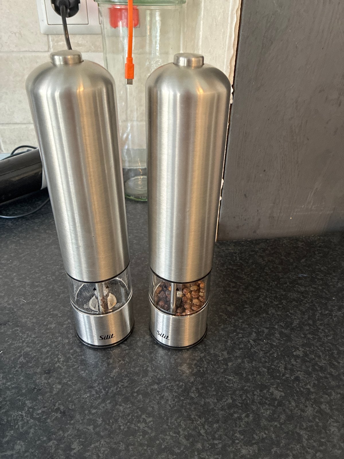 Silit elektrische peper- en zoutmolen set, Zilver, Ophalen of Verzenden, Metaal, Overige merken