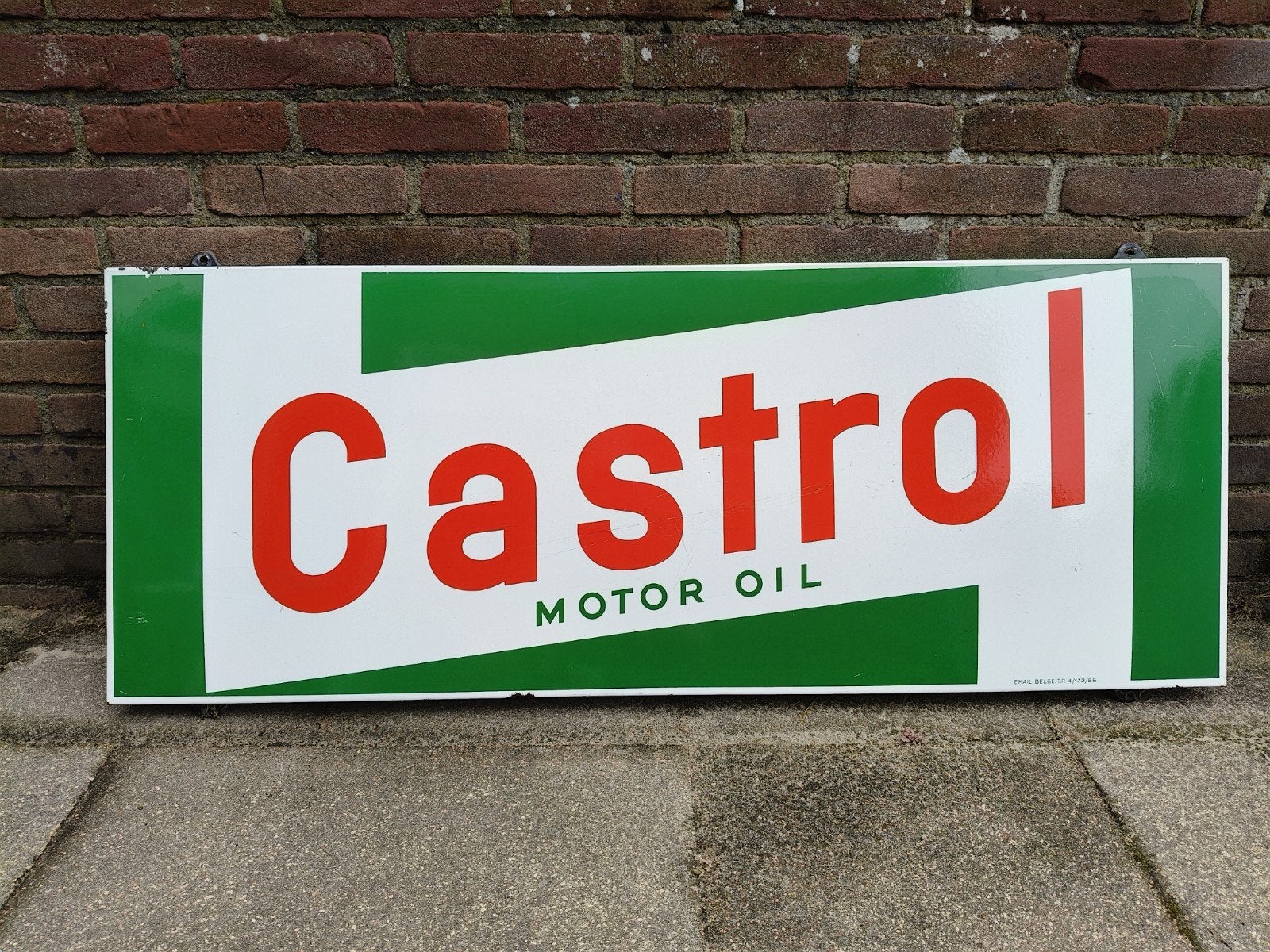 Castrol motor oil emaille reclamebord 1966, Ophalen of Verzenden, Gebruikt, Reclamebord