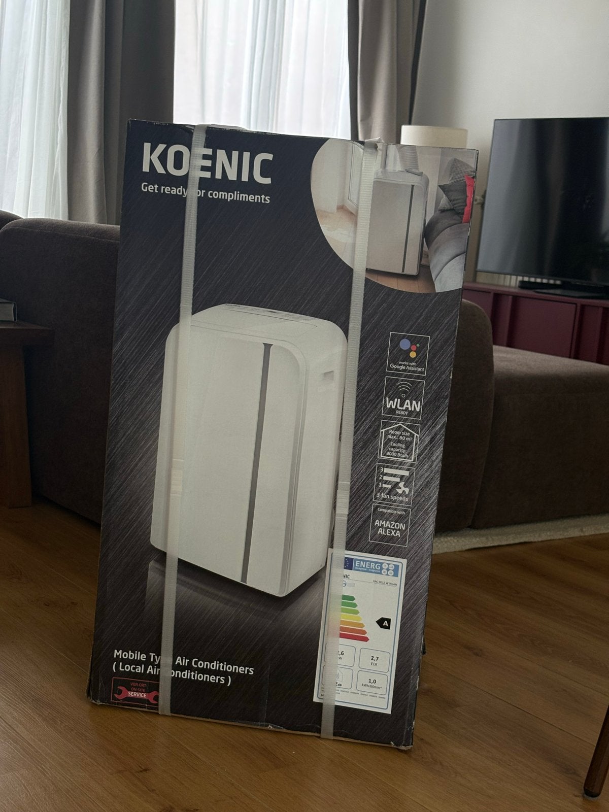 Koenic KAC 9022 W WLAN Mobiele Airco - Nieuw in doos, Ophalen, Minder dan 60 m³, Nieuw, 3 snelheden of meer
