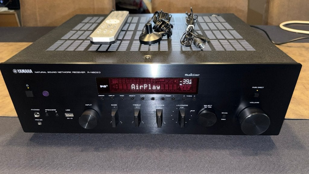 Yamaha Receiver Music Cast R-N803D Zwart, Ophalen, Gebruikt, Yamaha, 120 watt of meer