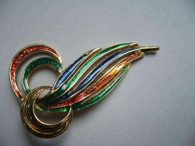 KLEURRIJKE VINTAGE BROCHE MET EMAILLE, Sieraden, Tassen en Uiterlijk, Antieke sieraden, Verzenden, Overige materialen, Broche