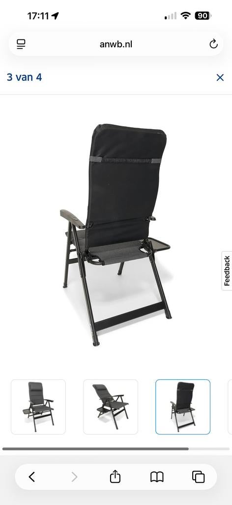 Comfortabele opvouwbare campingstoel met tafeltje, Ophalen, Zo goed als nieuw, Campingstoel