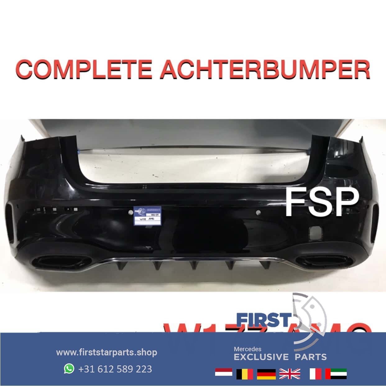 W177 AMG ACHTERBUMPER Mercedes A Klasse 2018-2021 ZWART ORIG, Auto-onderdelen, Gebruikt, -, Ophalen of Verzenden, Achter