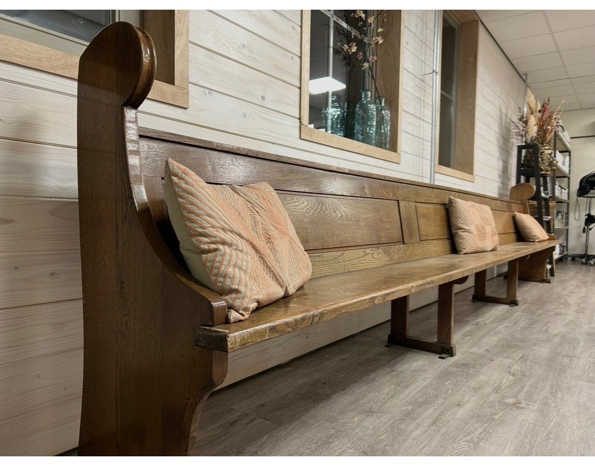 Antieke Kerkbank - 5 Meter Lang - Eikenhout, Antiek en Kunst, Antiek | Meubels | Stoelen en Banken, Ophalen