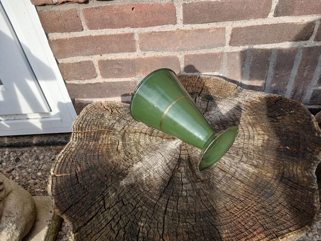 Vintage Edy emaille maatbeker - donkergroen, Antiek en Kunst, Ophalen of Verzenden