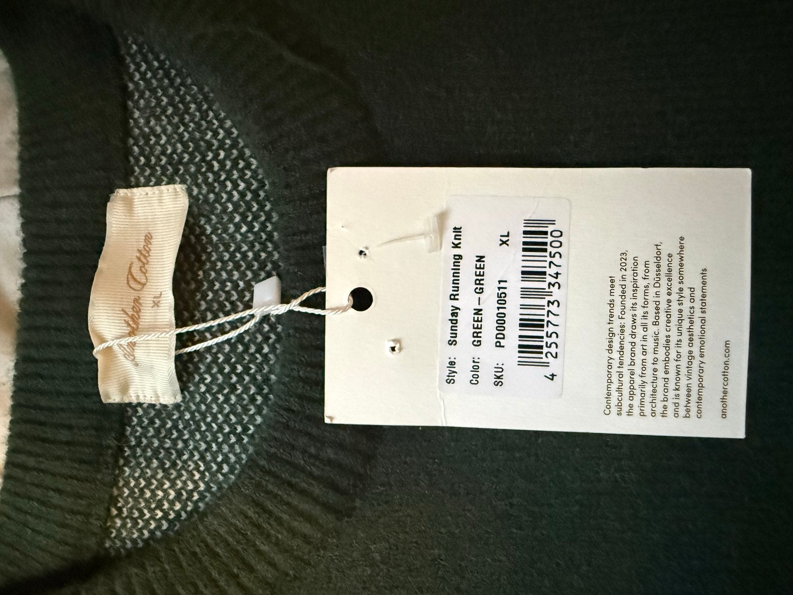 Another Cotton Lab Knit Sweater XL Nieuw, Kleding | Heren, Truien en Vesten, Nieuw, Maat 56/58 (XL), Groen, Ophalen of Verzenden