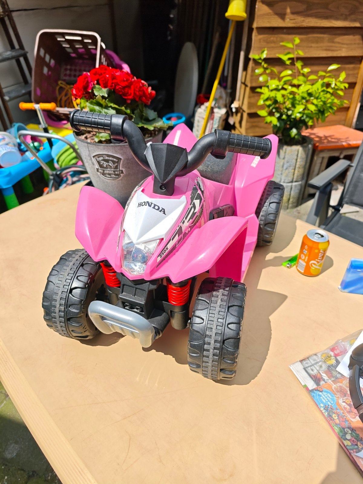 roze Eco Toys Honda elektrische kinderquad., Ophalen, Gebruikt