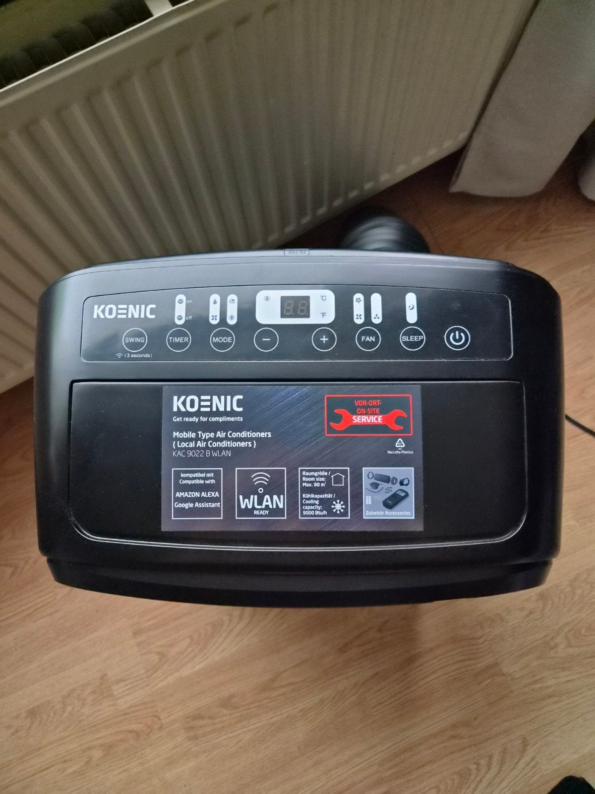 Koenic KAC 9022 B WLAN Mobiele Airco - Zo goed als nieuw, Witgoed en Apparatuur, Airco's, Ophalen, Minder dan 60 m³, Timer, 3 snelheden of meer