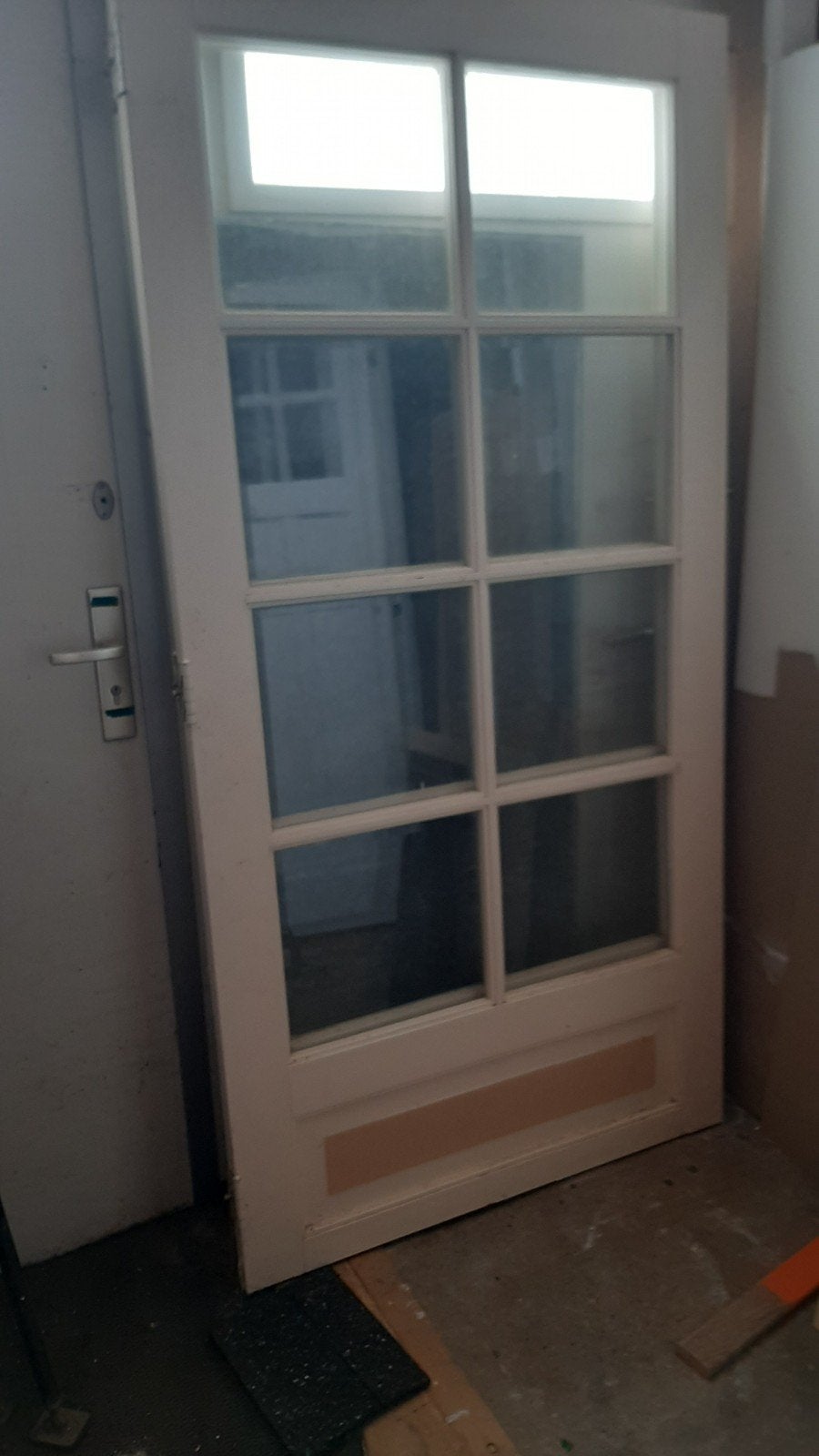 Hardhouten deuren 2 stuks met Facet glas, Doe-het-zelf en Verbouw, Deuren en Horren, Overige typen, 200 tot 215 cm, Glas, Ophalen