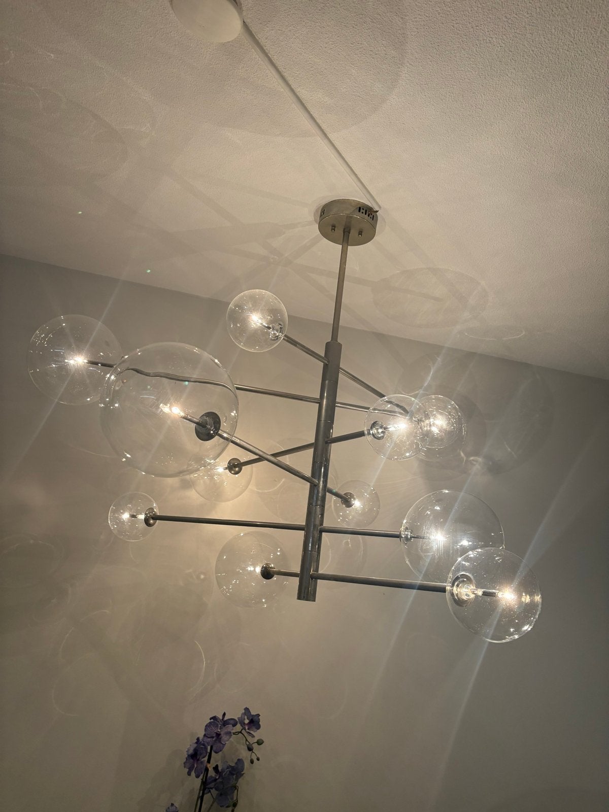 Eichholtz  'Argento' Chandelier - L - Chrome/helder glas, Ophalen, Zo goed als nieuw, Metaal, Overige fittingen