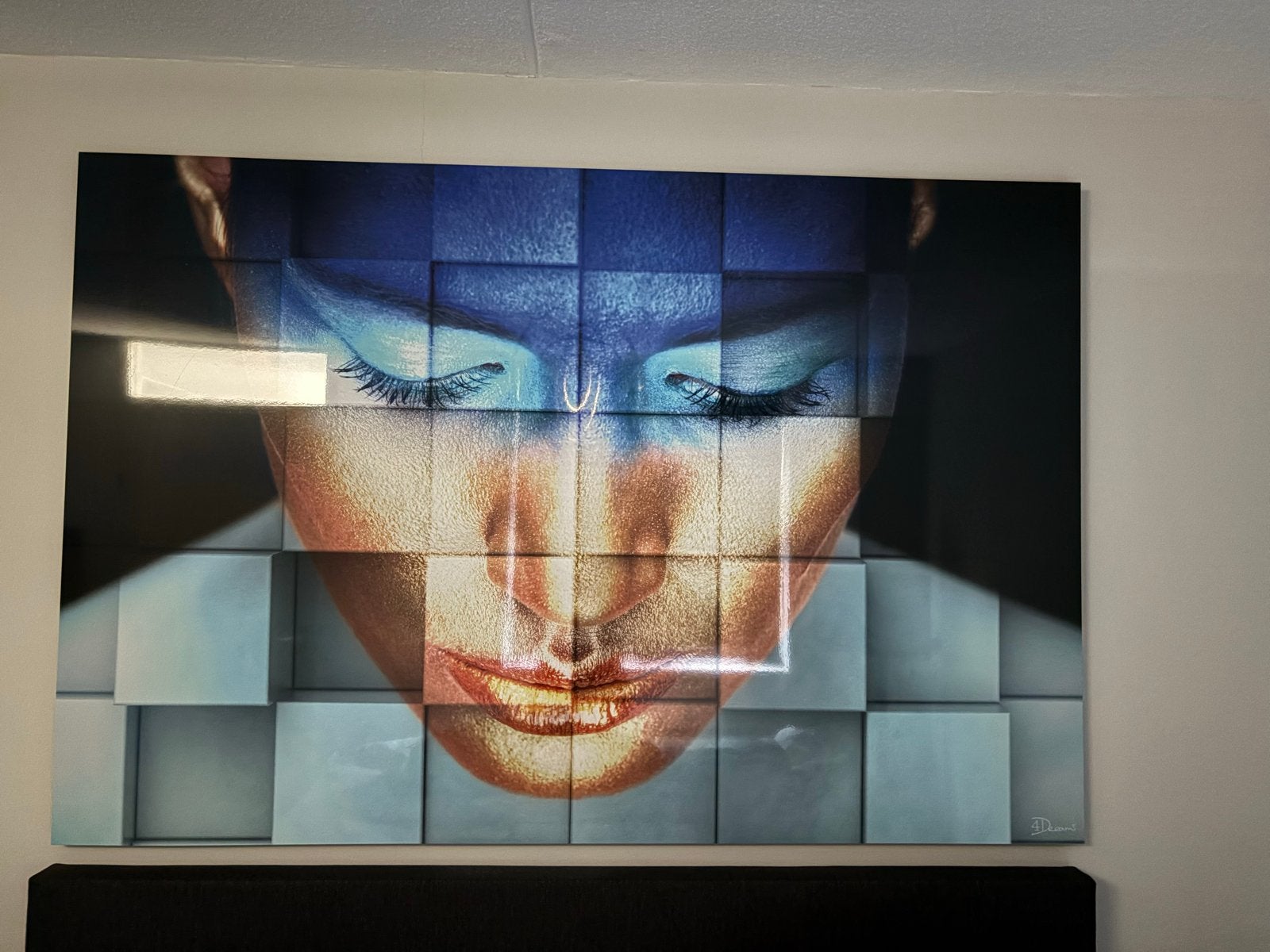 Moderne kunst "Girl Blue" schilderij, Ophalen, Print, Portret, Kunststof