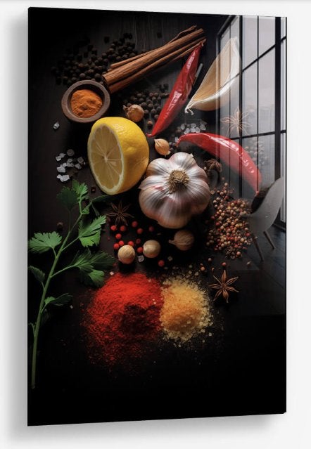 Glasschilderij Art of Spice I 100x150 - Gehard glas, Ophangklaar, Stilleven, Glas, Ophalen of Verzenden