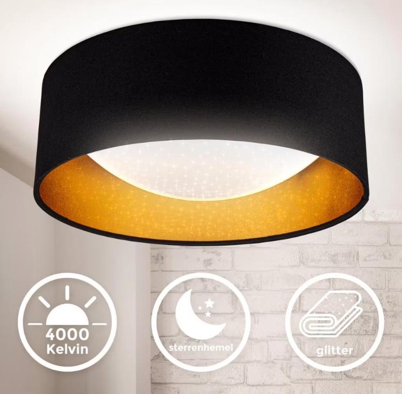 B.K.Licht - Zwart Gouden Plafondlamp, Huis en Inrichting, Lampen | Plafondlampen, Ophalen, Nieuw